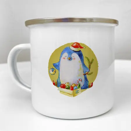 Smaltovaný hrnek Camper Zima je čas pro vřelé objetí