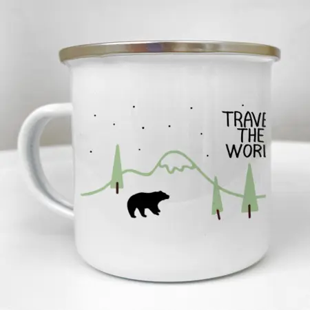 Smaltovaný hrnek Camper Travel the world