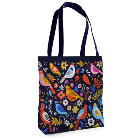 Textilní taška Tenderness Vícebarevní ptáci – stylový shopper na zip 