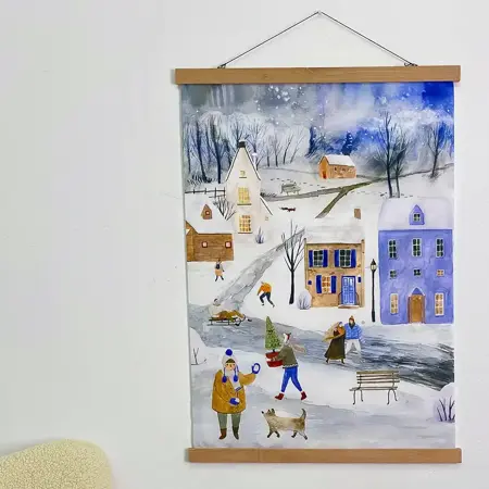 Látkový plakát na zeď Zimní radovánky