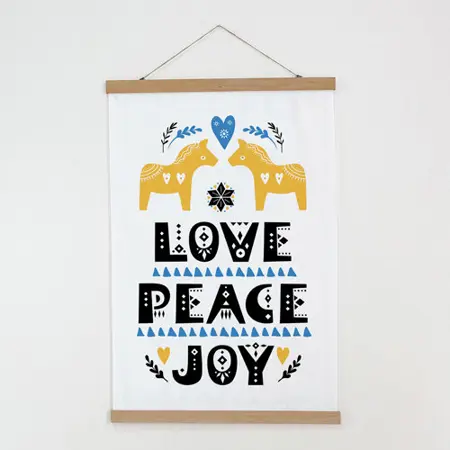Látkový plakát na zeď  Love Peace Joy