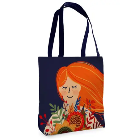 Textilní taška Tenderness Rusovlasá dívka – stylový shopper na zip