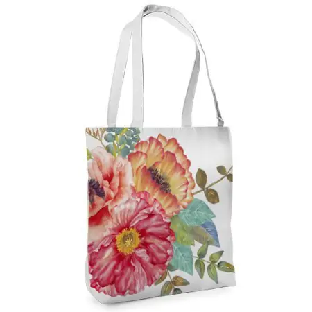 Textilní taška Tenderness Květiny na bílém pozadí – stylový shopper na zip