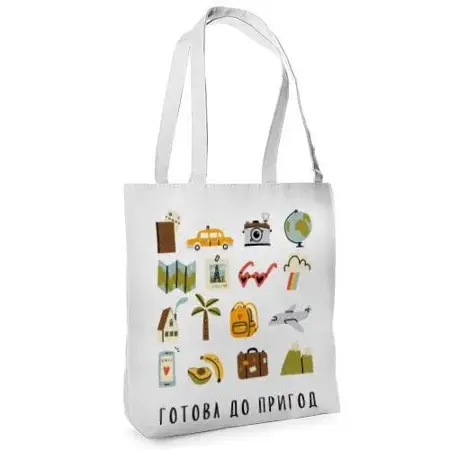 Textilní taška Tenderness Připraveni na dobrodružství – stylový shopper na zip 