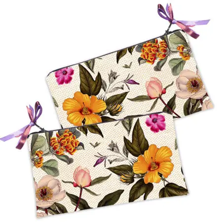 Kosmetická taška MINI – malá látková taštička s potiskem jarní květiny