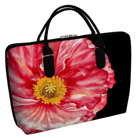 Taška Sakvoyage na notebook XXL Květina na černém pozadí