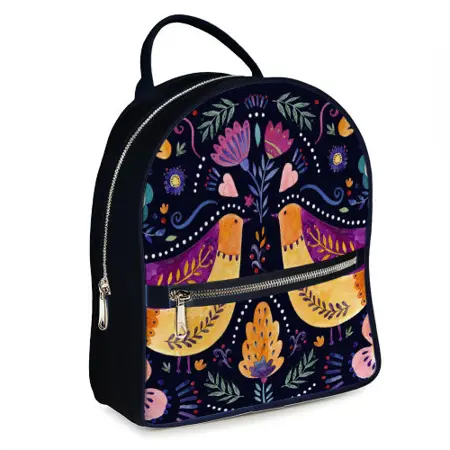 městský dámský batoh Ptáci na modrém pozadí