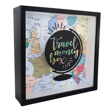 Dřevěná pokladnička na peníze travel