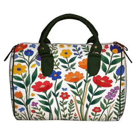 Dámská kabelka Barrel – textilní potisk Jasné květiny