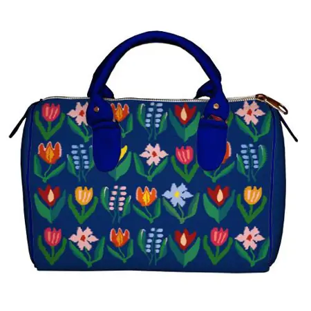 Dámská kabelka Barrel – textilní potisk Jarní květiny