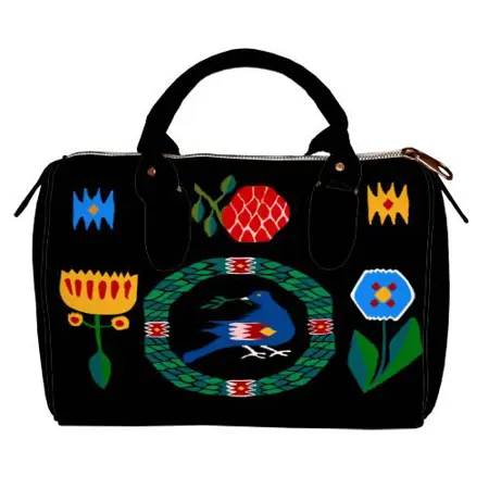 Dámská kabelka Barrel – textilní potisk Holubice