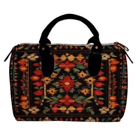 Dámská kabelka Barrel – textilní potisk v lidovém stylu