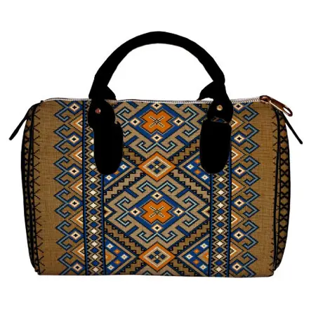 Dámská kabelka Barrel – textilní potisk ornament 