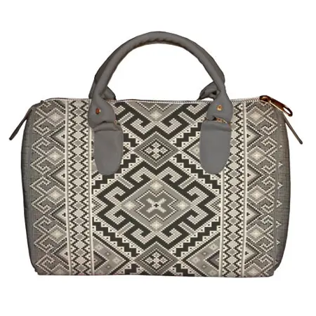 Dámská kabelka Barrel – textilní potisk ornament 