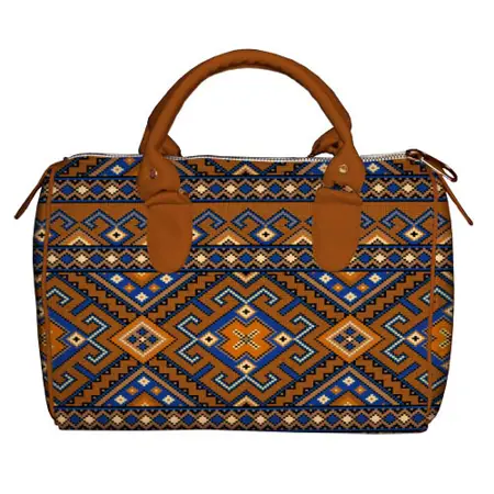 Dámská kabelka Barrel – textilní potisk ornament 