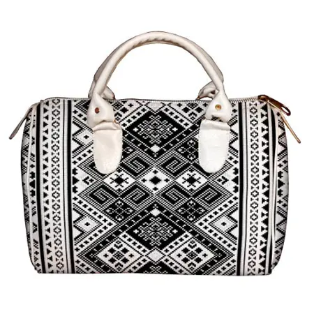 Dámská kabelka Barrel – textilní potisk lidový vzor