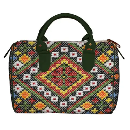 Dámská kabelka Barrel – textilní potisk ornament