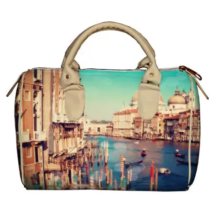 Dámská kabelka Barrel – textilní potisk Okouzlující Benátky