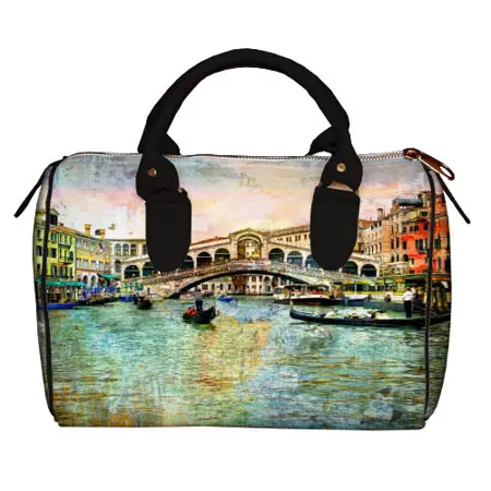 Dámská kabelka Barrel – textilní potisk Venice