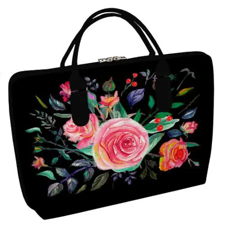 Taška Sakvoyage na notebook XXL Růže na černém pozadí