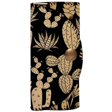 Klíčenka do kabelky – barevná kapsička na klíče s karabinkami Zlaté kaktusy