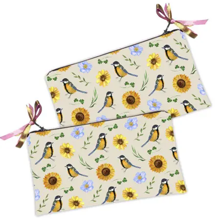 Kosmetická taška MINI – malá látková taštička s potiskem Slunečnice 