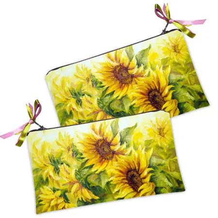 Kosmetická taška MINI – malá látková taštička s potiskem Slunečnice