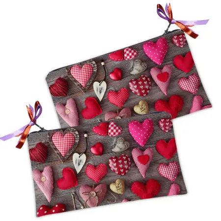 Kosmetická taška MINI – malá látková taštička s potiskem  srdíčka