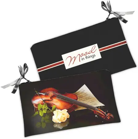 Kosmetická taška MINI – malá látková taštička s potiskem Housle 