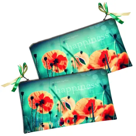 Kosmetická taška MINI – malá látková taštička s potiskem Happiness