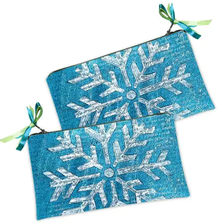 Kosmetická taška MINI – malá látková taštička s potiskem Sněhová vločka