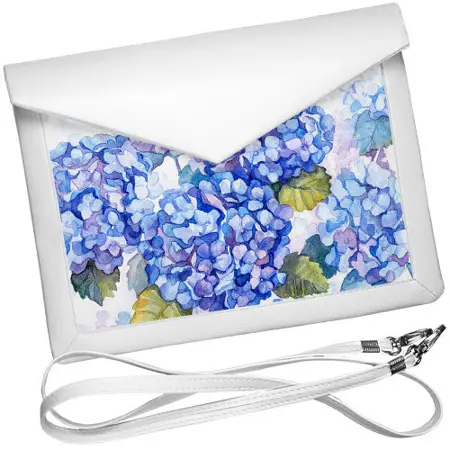 Dámský klutch konvert – elegantní sametová kabelka s potiskem Hortenzie