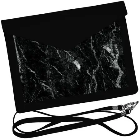 Dámský klutch konvert – elegantní sametová kabelka s potiskem Černý mramor
