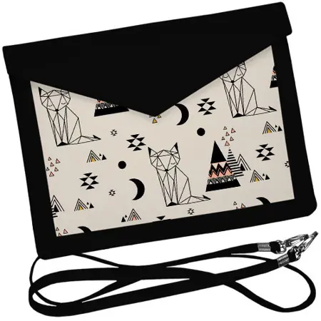 Dámský klutch konvert – elegantní sametová kabelka s potiskem Lineární liška