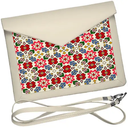 Dámský klutch konvert – elegantní sametová kabelka s potiskem Květinový ornament